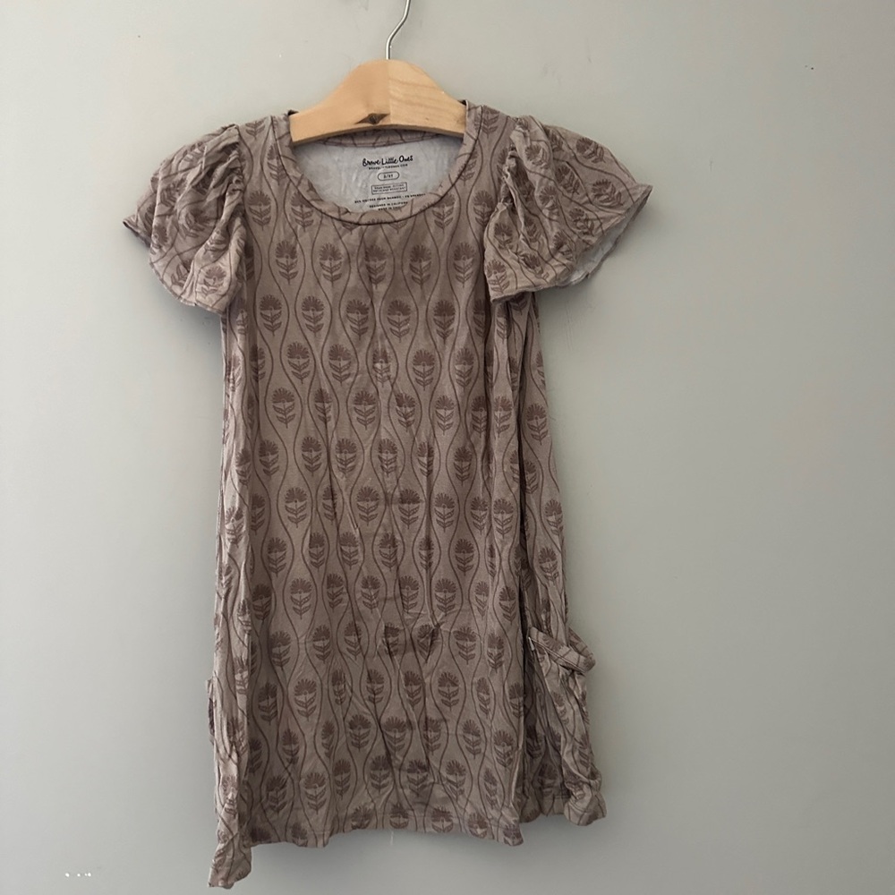 $23 ADD ON brave little ones! purple gray bamboo floral dress‎
